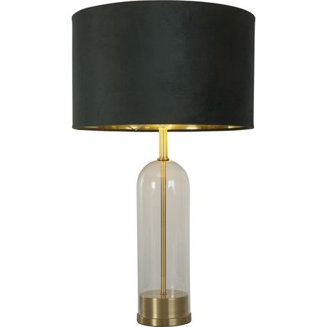 Lampada da tavolo Oxford - Vetro, ottone, paralume in velluto verde (1/5)