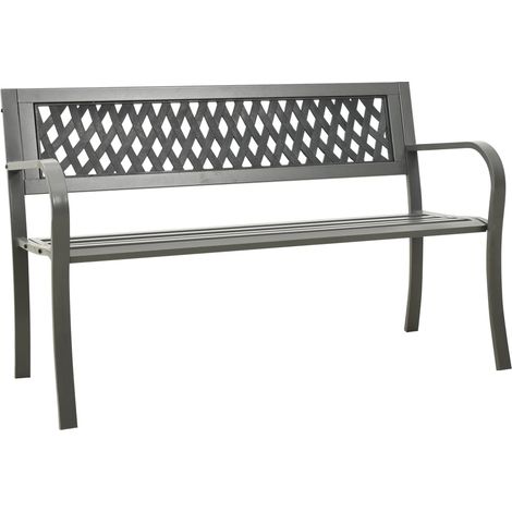 Panchina da giardino arredo esterno per patio terrazzo 125 x 53 x 77 cm acciaio grigio 020011226