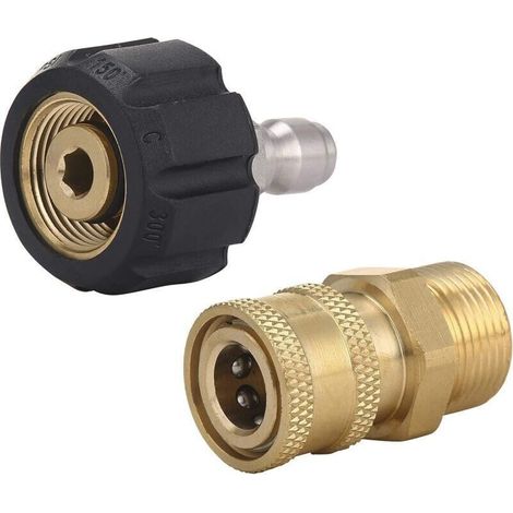 Kit Adaptateur pour Nettoyeur Haute Pression, Raccord Rapide Pistolet à Lance, M22 14 mm vers 1/4" (6,35 mm), 350 bar (1/4)