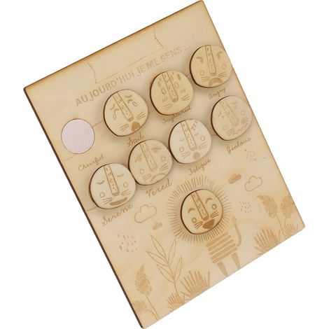 Tableau des émotions pour enfants Montessori en bois - Panneau quotidien des émotions - Jouet éducatif pour la maison, l'école, la salle de classe, la thérapie et la décoration de bureau (1/5)
