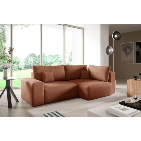 Ecksofa Schlafsofa Sofa ARONA in Stoff Centaur Rostbraun Ottomane Rechts (1/5)