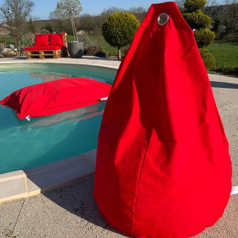 Pouf poire à microbille Rouge 80 cm
