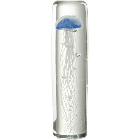 Grand presse-papier méduse en verre 25 cm - Bleu (1/2)
