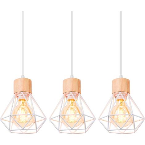 Ensemble de 2 plafonniers modernes industriels en métal et cristal Ø 20 cm, suspensions, lustres, abat-jour, douille E27, blanc décoratif (1/5)