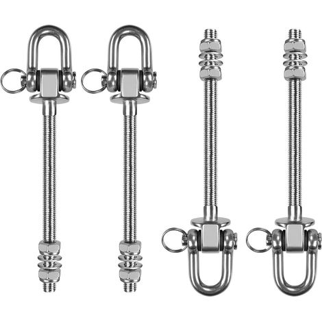 Lot de 2 crochets de plafond pour balançoire, charge lourde, en forme de D, 228 cm, 812 kg Fixation pour hamac, poutres en bois, support de plafond avec roulements pour hamacs, yoga, sacs de frappe, (1/5)