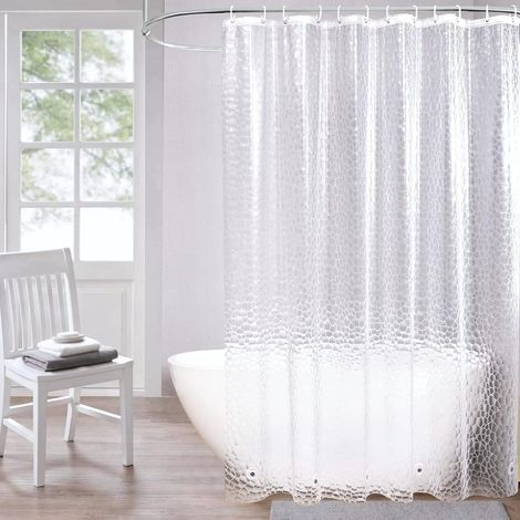 Duschvorhang Transparent 180x180cm Magnete Wasserdicht 3D Muster 12 Ringe (1/5)