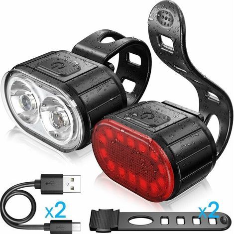 Komplettes Fahrradbeleuchtungsset, LED-Sportfahrrad-Rücklicht und -Vorderlicht, 4-stufiges Vorderlicht und 6-stufiges Rücklicht, perfekt für Mountainbiken oder Rennradfahren (1/4)