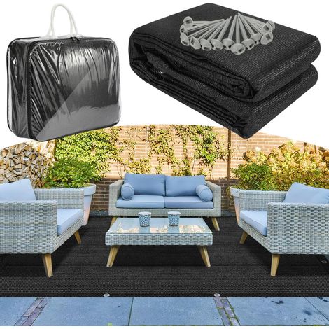 SWANEW Tappeto da esterno Tappeto da Tenda Tappeto da Viaggio da Campeggio Tappeto da Gazebo per Caravanna 250X250cm Nero (1/5)