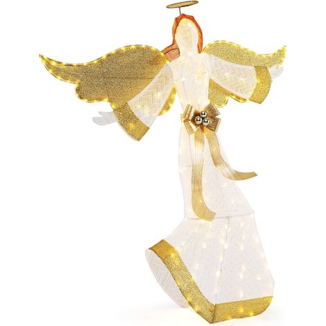 Ángel navideño iluminado de 160 cm con halo y luces LED (1/5)