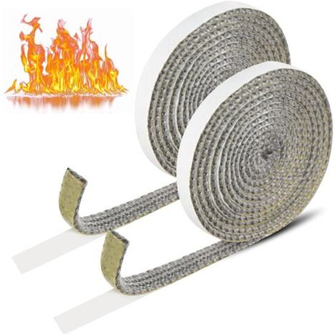 Joint d'étanchéité haute température en fibre de verre – 2 rouleaux 2mm x 10mm x 2m – Résistant jusqu'à 500°C – Pour poêle et cheminée (1/5)