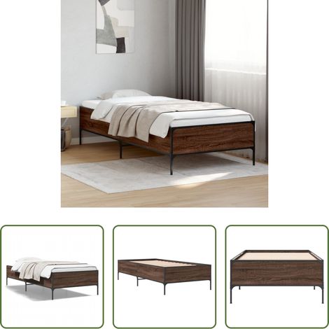 Lit chêne marron - Cadre de lit sans matelas chêne marron 90x200 cm (1/5)