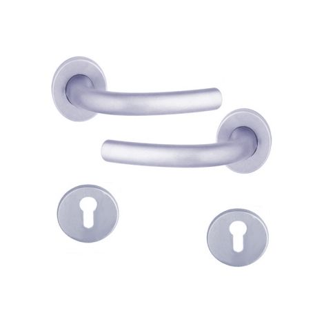 Ouvre&Déco – 2 poignées sur rosace KYOTO cylindre, aluminium argent