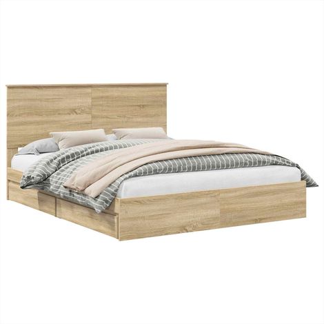 Maison Exclusive - Letto con Contenitore con testiera Rovere Sonoma 160 x 200 cm