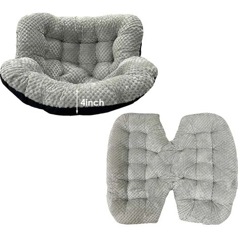 Coussin de fauteuil à bascule, velours pelucheux, rembourrage ultra-épais, Gris, 120x100x10cm (1/2)