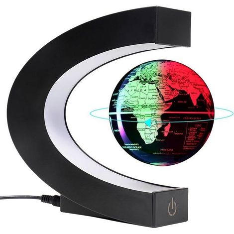 Globe Lévitation Magnétique RGB - Décoration Bureau High-Tech - Cadeau Anniversaire Homme/Garçon - Effet Lumineux Changeant (1/4)