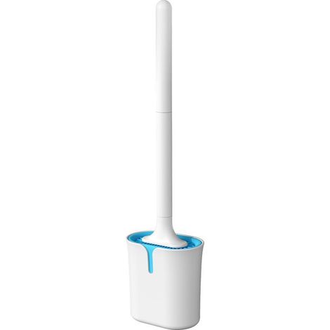 Brosse de toilette en silicone avec support de ventilation,Brosse de toilette en caoutchouc d'aspect moderne,Brosse de nettoyage de toilette pour salle deBains,Brosse de toilette sans goutte au sol et (1/5)