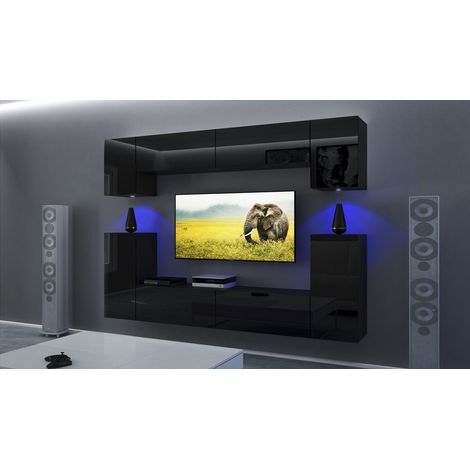 Ensemble meuble TV NEXT43 AN43-17B-HG20-1B noir brillant 256 cm (1/2)