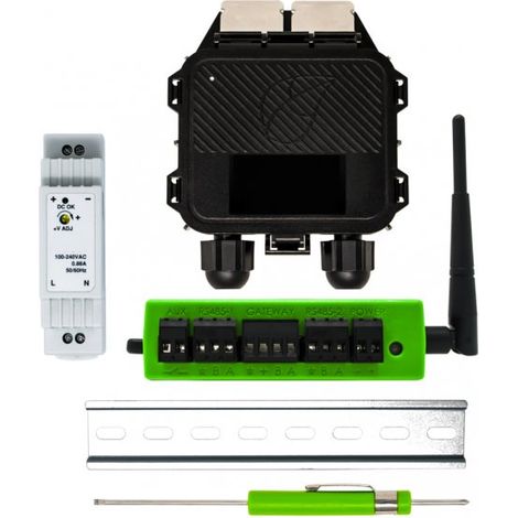 Tigo Kit di Controllo per Ottimizzatori con Datalogger Cloud Connect Advanced (CCA con Ethernet, WiFi, RS485) e Antenna per Trasmissione Dati con alimentazione a barra DINSKU TG-KITCCA