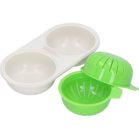 Cuiseur à œufs vapeur pour micro-ondes, de qualité alimentaire, pour la cuisine, la maison et les restaurants (vert) (1/5)