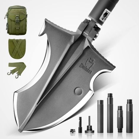 Pelle Pliante, Pelle de Camping Multifonctionnelle en Acier Martensite, Pelle Jardinage Réglable à 7 Angles, Pelle Portative pour Camping, Jardin, Extérieur, Randonnée (1/5)