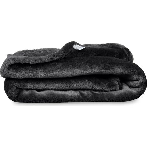 Bono Babydecke 75x100, glatt, weich, flauschig, dunkelanthrazit/schwarz (1/5)
