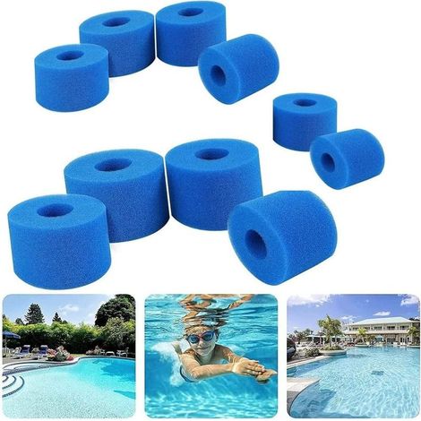 Lot de 10 Cartouches éponge pour Bestway Filtre de Piscine , Type VI pour Piscine Compatible avec Bestway 58383 Les filtres, réutilisables (1/4)