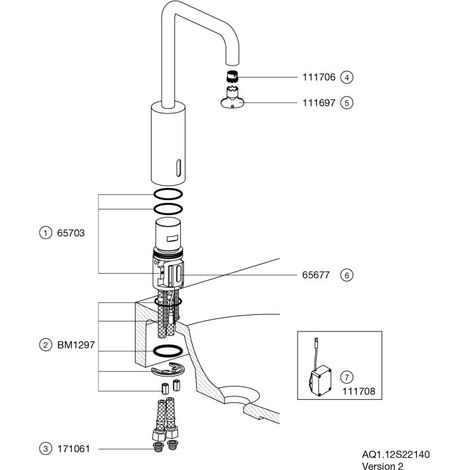 HEWI AQ1.12S22140 Robinet de lavabo sensoriel électrique (1/3)