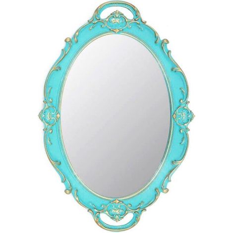Espejo de pared ovalado decorativo vintage de 37 x 25 cm (azul) (1/5)