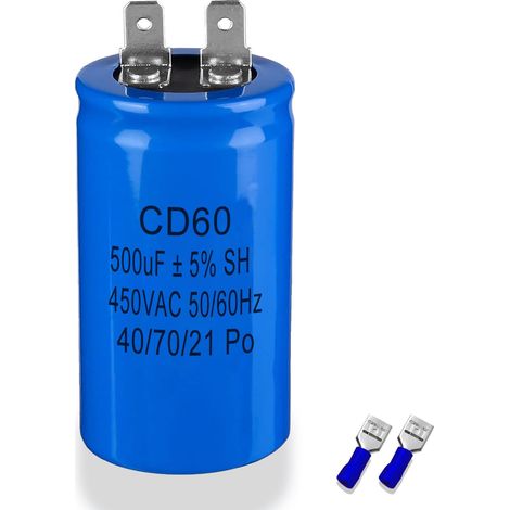 Condensateur de moteur CD60 450 V 500 uf, condensateurs 50/60 Hz, condensateur de démarrage avec prise, condensateurs de moteur 500 µF 450 V pour moteur électrique (1/5)