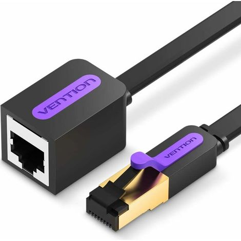 3 m Cat7 Ethernet RJ45 Verlängerungskabel, High-Speed-Ethernet-Verlängerungskabel – 10 Gbit/s, RJ45-Netzwerkkabel (Stecker auf Buchse), geschirmtes Cat7 LAN-RJ45-Kabel mit Cat 6/Cat 5e/Cat 5-Anschluss