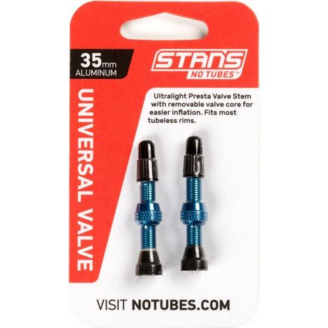 1 Stan's Valve Stem Aluminium (pair) - Universal, Presta - Blue - 35mm