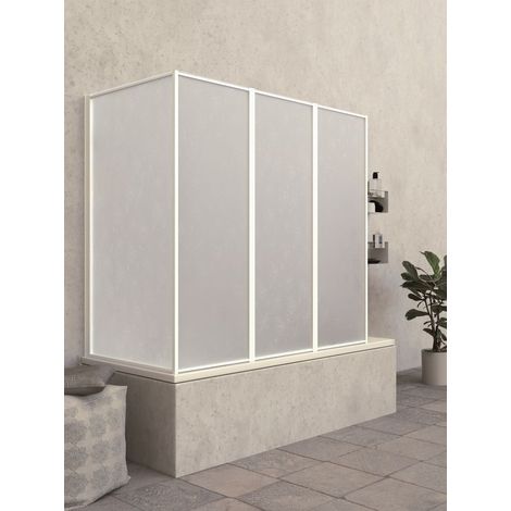"PARETE VASCA """"GIGLIO"""" BOLLICINE ACRILICO PROFILO BIANCO 1 anta 67/68cm + 3 ante 133 cm Ch.2 lati" (1/5)