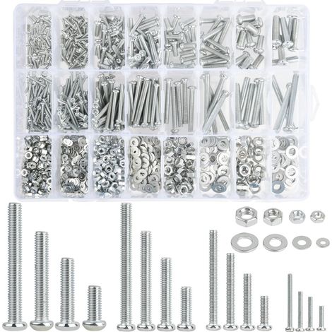 1320Pcs M2 M3 M4 M5 Assortiment Vis, Vis Ecrou, Boulons et Écrous, Vis Cruciformes, Vis et Écrous et Rondelles Assortiment Set, Kit de Vis avec Boîte de Rangement (1/5)