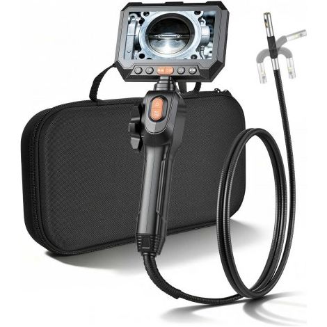 Drehbare Endoskopkamera mit Licht, Inspektionskamera mit Zwei-Wege beweglichem Kopf, IP67 Wasserdichte Rohrkamera mit 5 Zoll Display 1,5 m Kabel 5000 mAh Akku, 8 mm Boreskopkamera für Auto Haus (1/5)