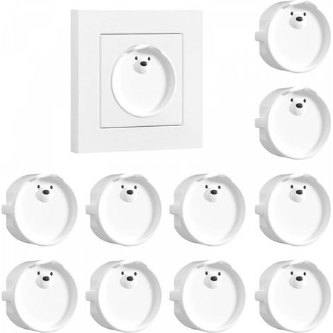 Lot de 10 cache-prises décoratifs en silicone, protection anti-poussière et anti-éclaboussures, pour cuisine, buanderie, blanc (1/5)