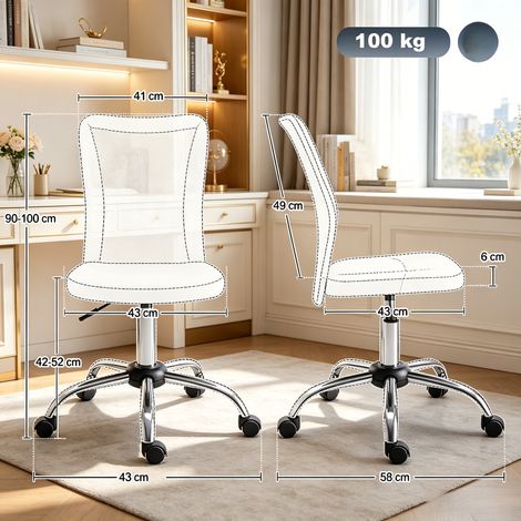 Chaise pivotante moderne pour bureau à domicile, chaise de bureau ergonomique sans accoudoirs, chaise de travail, chaise de bureau pivotante légère et mobile (chaise de bureau uniquement) (1/5)