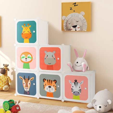 Armadio per bambini con 8 cubi e spazio per appendere, facile da montare