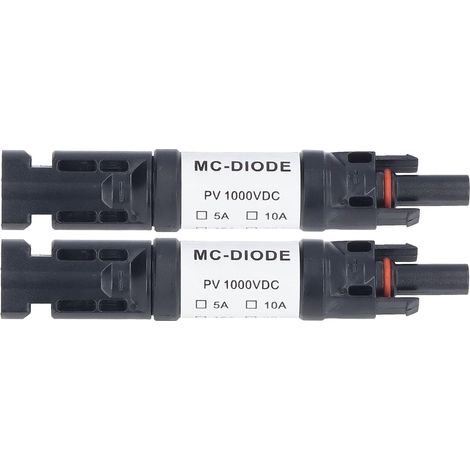 Confezione da 2 connettori fotovoltaici MC-D da 1000 V con diodo anti-inversione integrato, impermeabili IP68 per il collegamento di pannelli solari (15 A) (1/5)