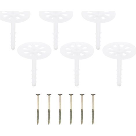 82mm Perforated Insulation Nails, Pack of 30 Plastic Insulation Dowels for Fixing Foam Panels to Masonry Wall or Ceiling (1/5)