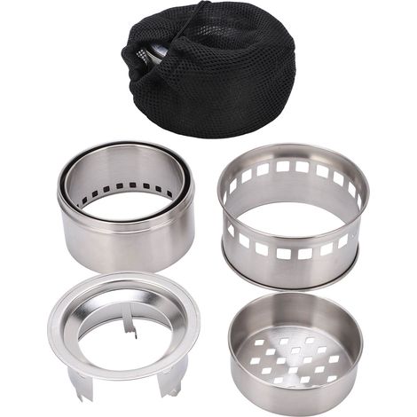 Poêle de Camping Pliable en Acier Inoxydable, Brûleur à Bois Portable pour Pique-nique (1/5)