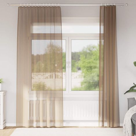Voile Vorhänge mit Stangentaschen 2 Stk. Hellbraun