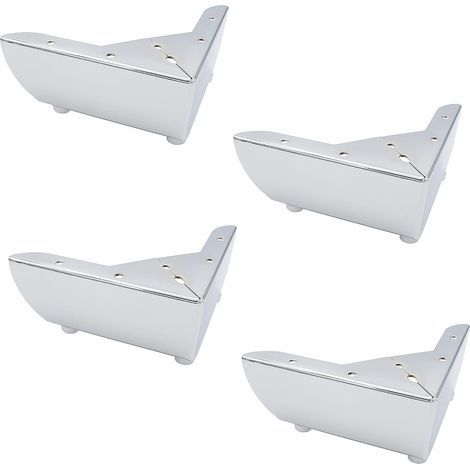 Pieds de meubles de cuisine à monter soi-même (55 mm) : pieds en métal robustes pour tables basses, armoires, lits, canapés, bureaux et chaises argentés, silencieux et antidérapants lot de 4 (1/5)