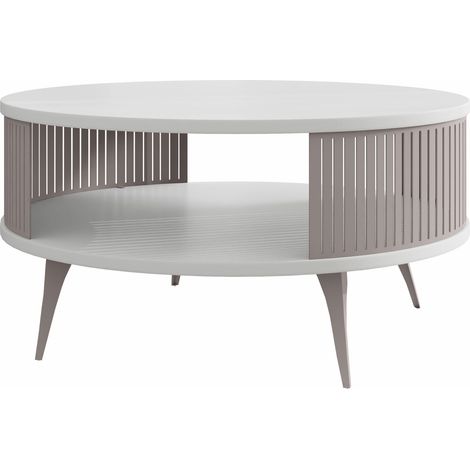 Table basse Vitum VI, Cachemire + Blanc, 44x0x0cm, Diamètre: 75, Stratifié, Rond (1/3)