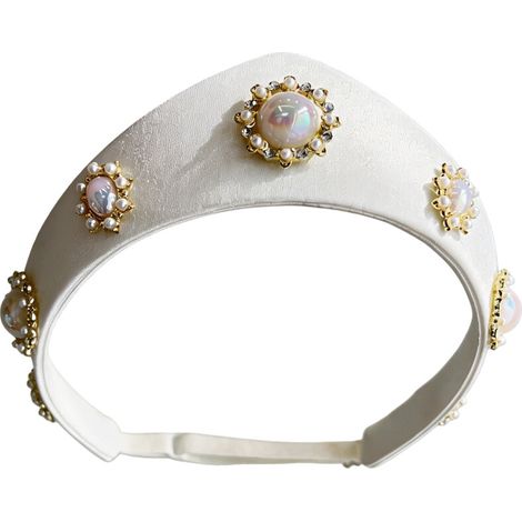 Cerchietto per capelli con perline per cosplay, accessorio fotografico - Bianco