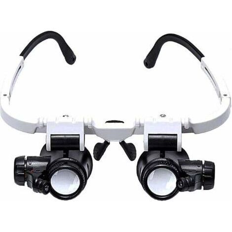 Lunette Loupe avec 2 Lumières LED Loupe Binoculaire Lampe Loupe Grossissante pour Horloger, Lecture, Bijoutier, Couture 8X-15X-23X (1/4)