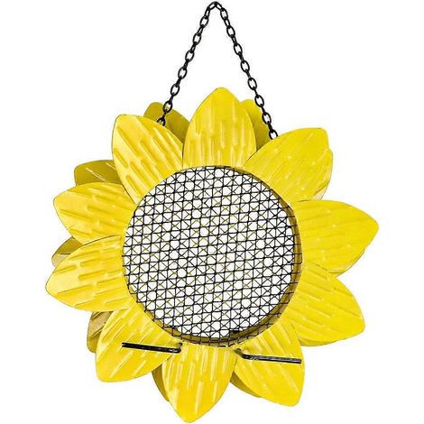 Hängende Vogelfutterhäuschen aus Metall, Sonnenblumen-Vogelfutterhäuschen mit Sitzstange für Wildvögel