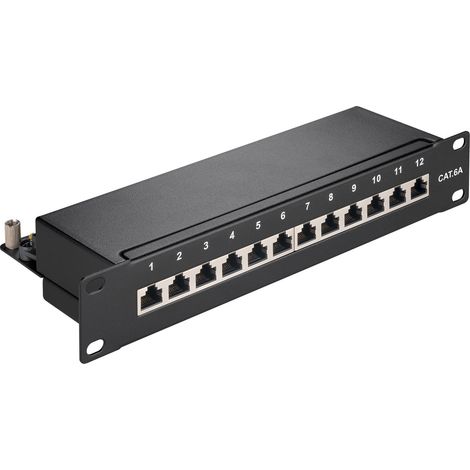 Goobay 93796 "Cat 6 A 25,4 cm (10 Pulgadas) Patch Panel, 12 Puerto Negro