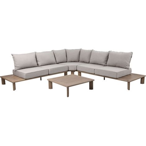 Axi Avery Salon De Jardin, Angle, Table Basse, Aspect Bois, Beige  Salon De Jardin Avec Table - Structure En Aluminium Thermolaqué - 5 Personnes (1/5)