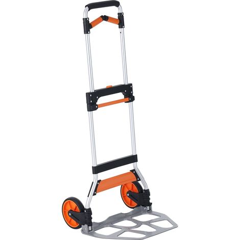 Chariot de transport pliable, capacité 140 kg, aluminium léger, convertible en diable, poignée télescopique, roues PP+TPR, idéal déménagement et entrepôt. (1/5)