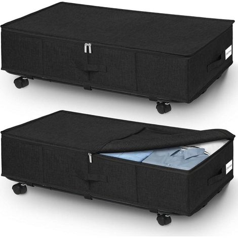 Unterbettkommode 50L Rollen Bettkasten Aufbewahrung Schwarz2 (1/5)